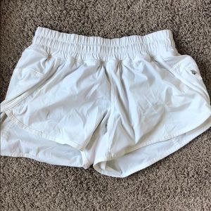 White tracker lululemon shorts